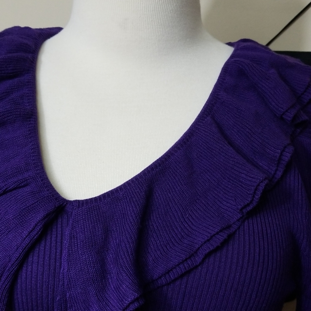 LRL Asymmetrical Ruffle Neck Sweater - Picture 3 of 5